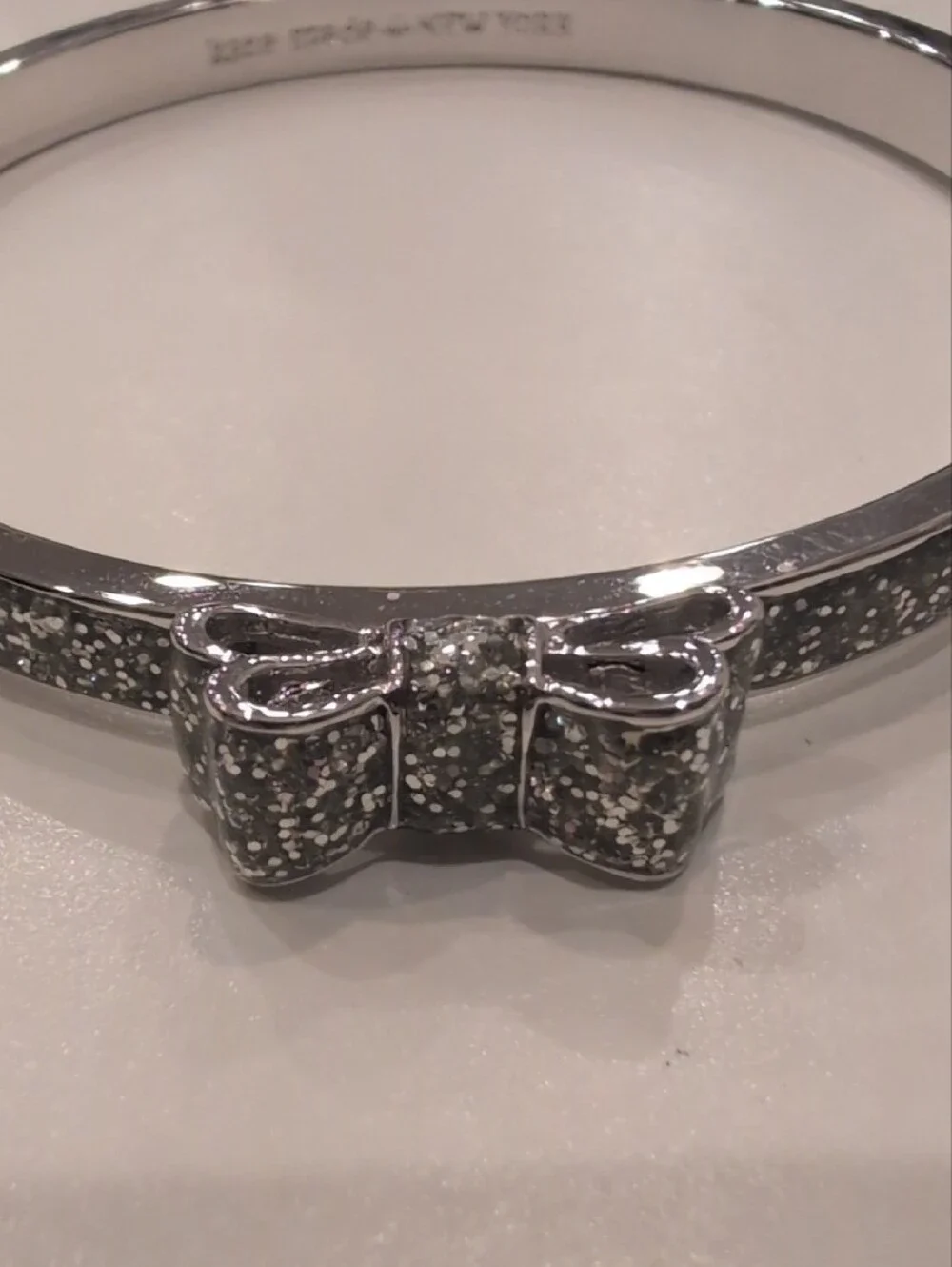 kate spade Silver Glitter Bow Bangle Bracelet